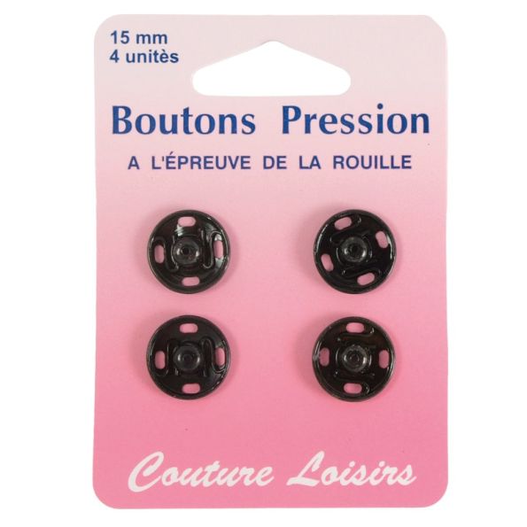 Boutons pression n°15 noirs x4