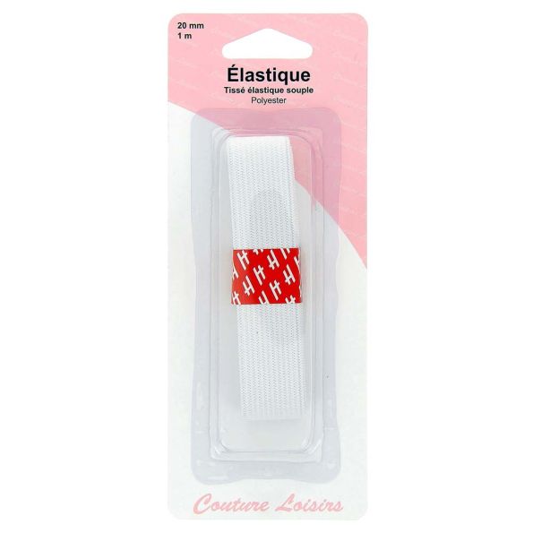 Elastique 20 mm Blanc - 1 mètre