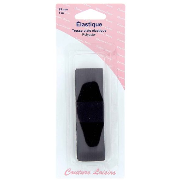 Elastique 25 mm Noir - 1 mètre