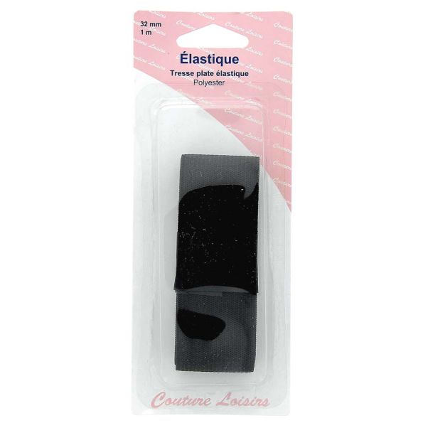 Elastique 32 mm Noir - 1 mètre
