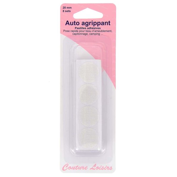 Pastilles adhésives Blanches Auto agrippantes 20 mm x8