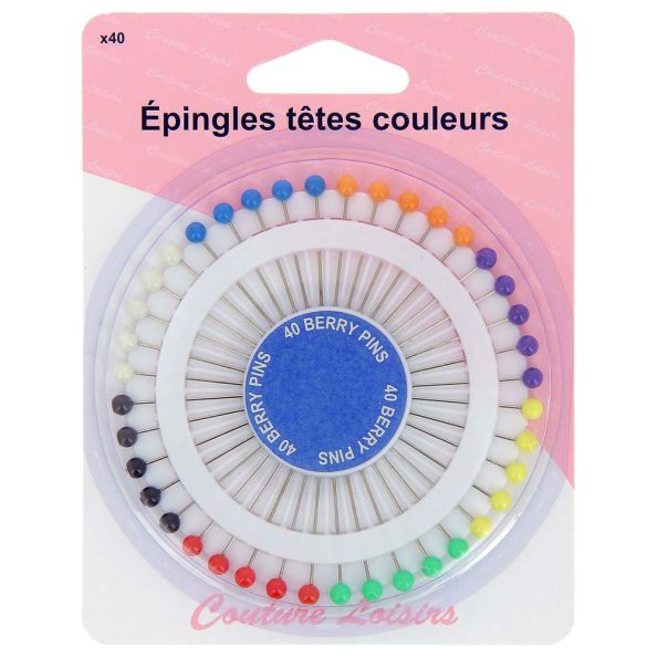 Kit épingle avec tête de couleur - 40 unités