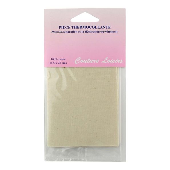 Pièce thermocollante percale 11.5 x 25 cm - Ecru