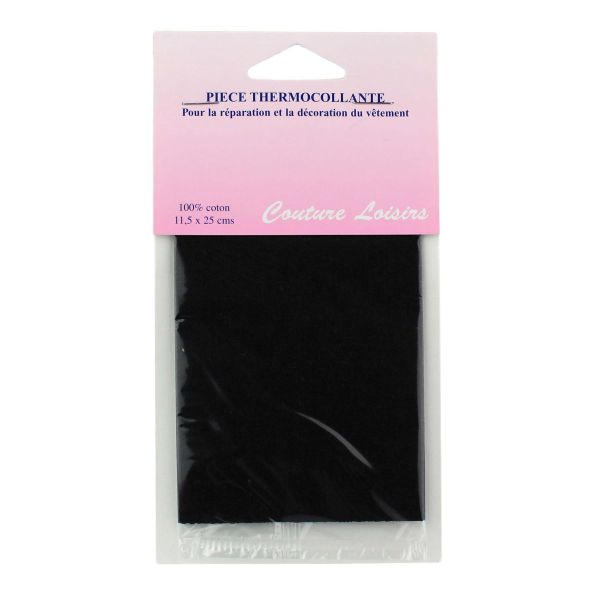 Pièce thermocollante percale 11.5 x 25 cm - Noir