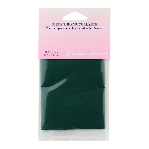 Pièce thermocollante percale 11.5 x 25 cm - Vert fôret