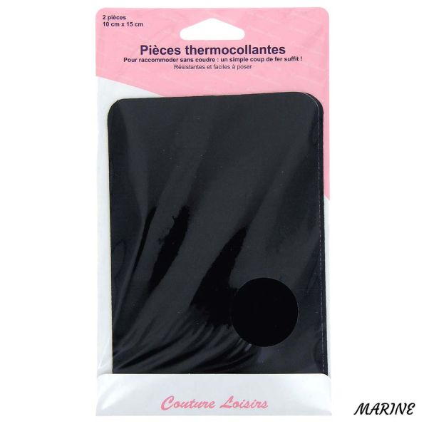 Pièces coton thermocollantes couleur - Marine x2