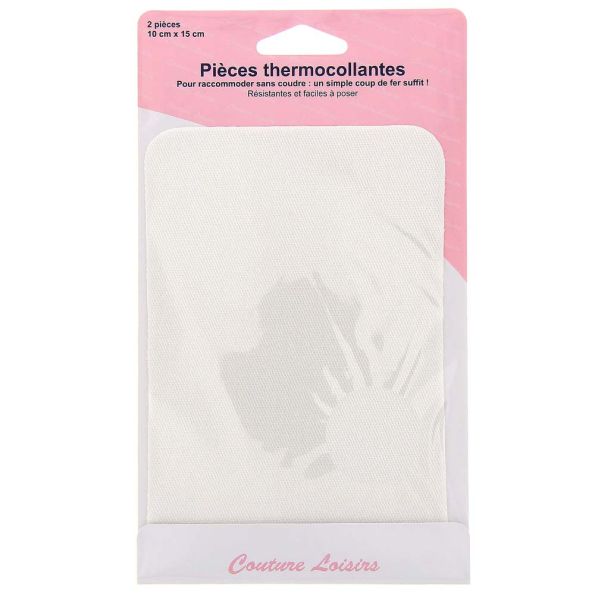 Pièces coton thermocollantes couleur - Blanche x2