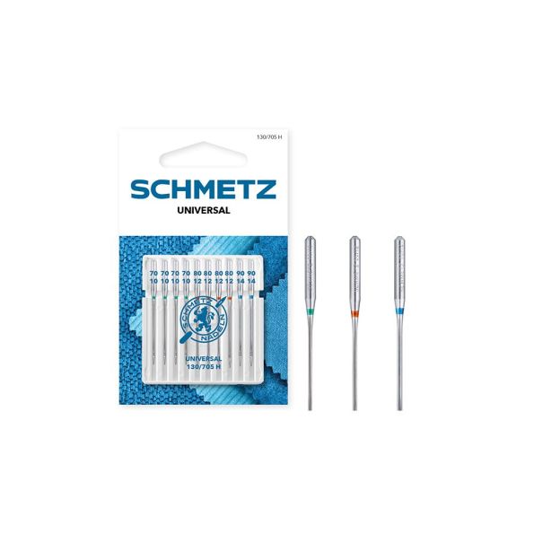 Aiguilles universal assorties n° 70/10 à 90/14 Schmetz 130/705 H x10