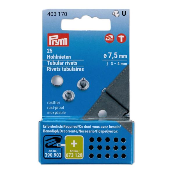Rivets tubulaires 3 à 4 mm Prym - 25 pièces
