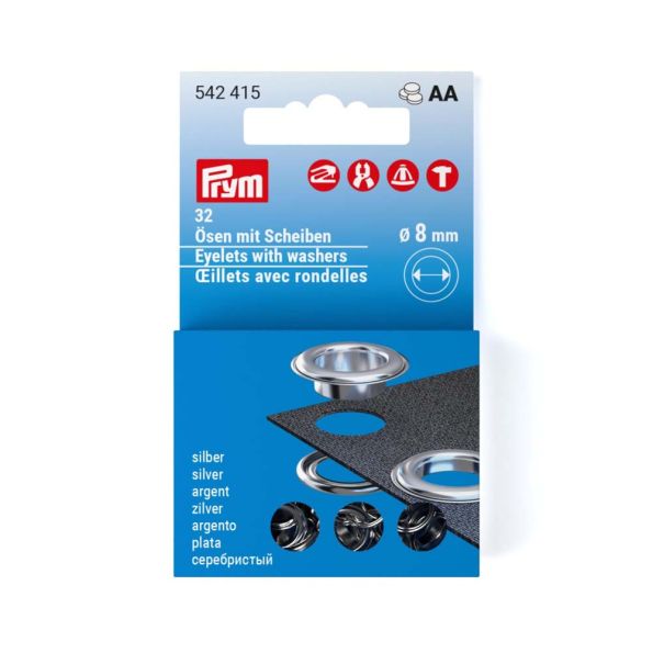 Recharge œillets avec rondelles 8 mm Prym - 32 pièces
