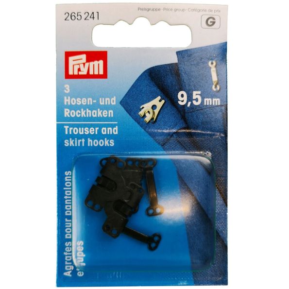 Agrafes et barrettes pour pantalons et jupes laiton 9,5 mm Prym Noir