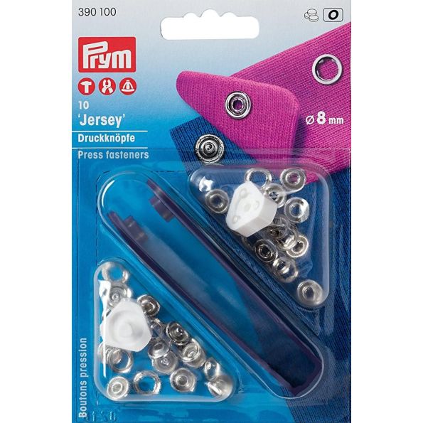 Boutons pression Jersey 8 mm avec outil Prym - Argent