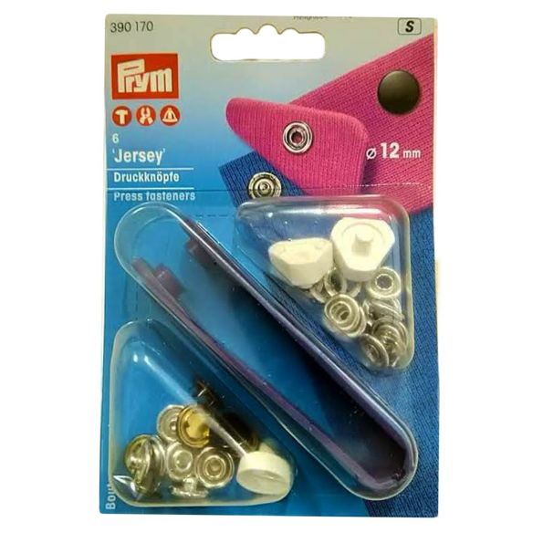 Boutons pression jersey 12 mm avec outil Prym Calotte vernie noir