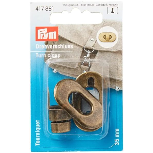 Fermoir tourniquet pour sacs Prym - Laiton antique