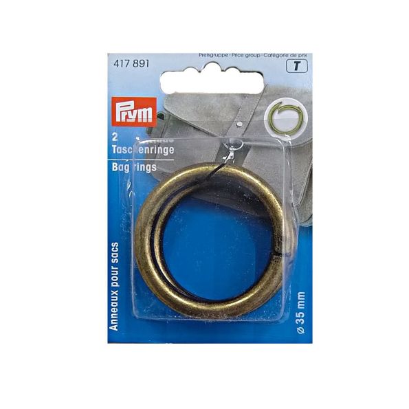 Anneaux pour sacs 35 mm Prym Laiton antique