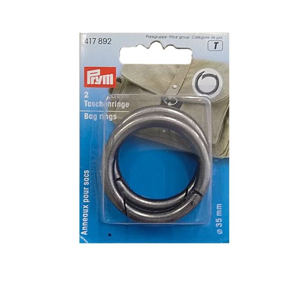 Anneaux pour sacs 35 mm Prym Argent antique