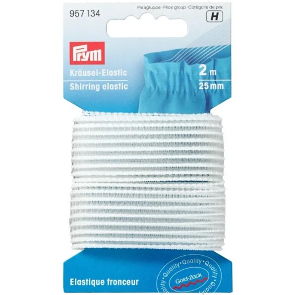 Elastique fronceur Prym 25 mm - Blanc