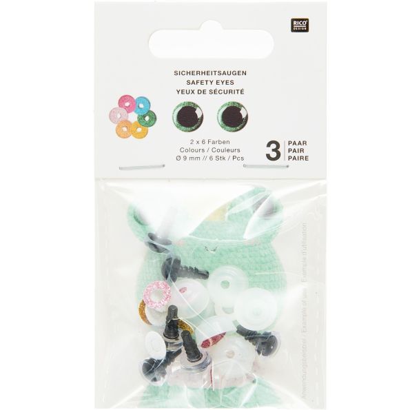 Lot de 6 Yeux de sécurité 9 mm Ricorumi - Rico Design