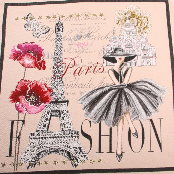 Panneau carré jacquard 48x48cm Adéle sur fond Nude