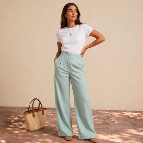 Kit Couture Craftine Pantalon Laurier Lin Céladon