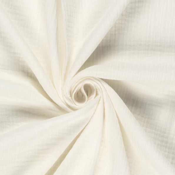 Tissu Double gaze de coton uni Ivoire - Par 10 cm
