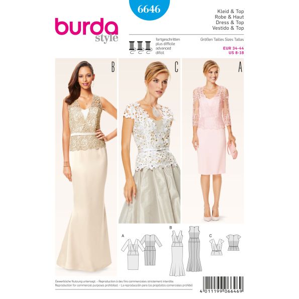 Patron Burda 6646 Robe et Haut