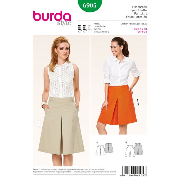 Patron Burda 6905 Jupe culotte