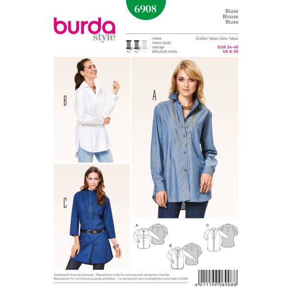 Patron Burda 6908 Blouse