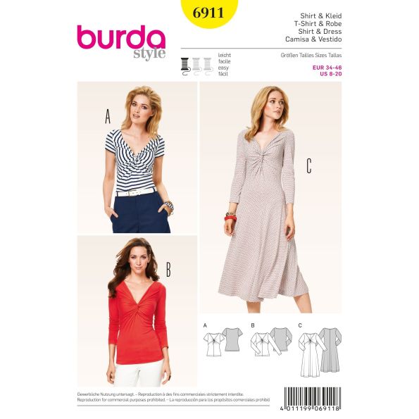 Patron Burda 6911 T-shirt et robe
