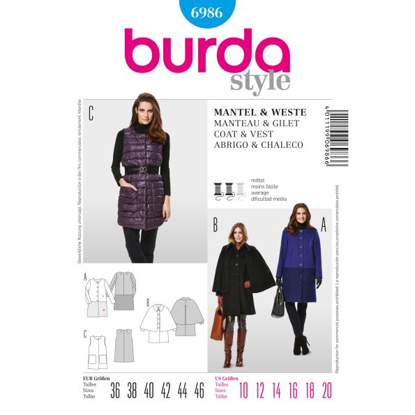 Patron Burda 6986 Manteau et gilet