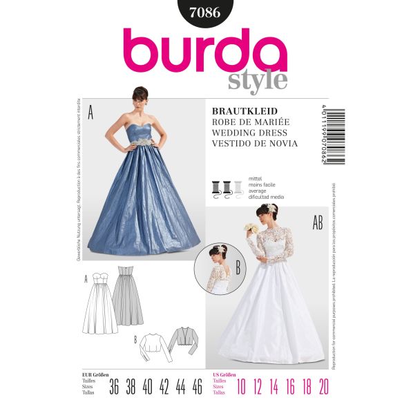 Patron Burda Cousu Main 7086 Robe de mariée