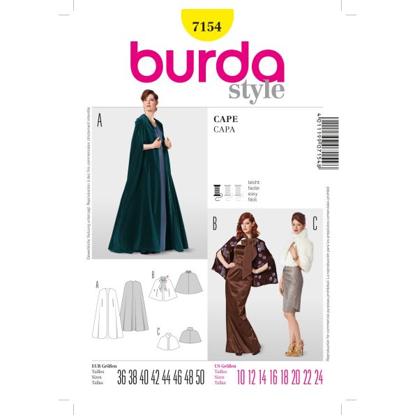 Patron Burda 7154 Cape, Boléro