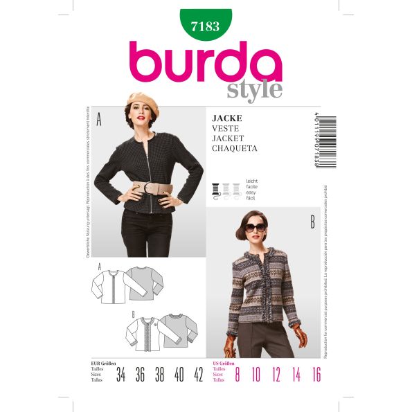 Patron Burda 7183 Veste