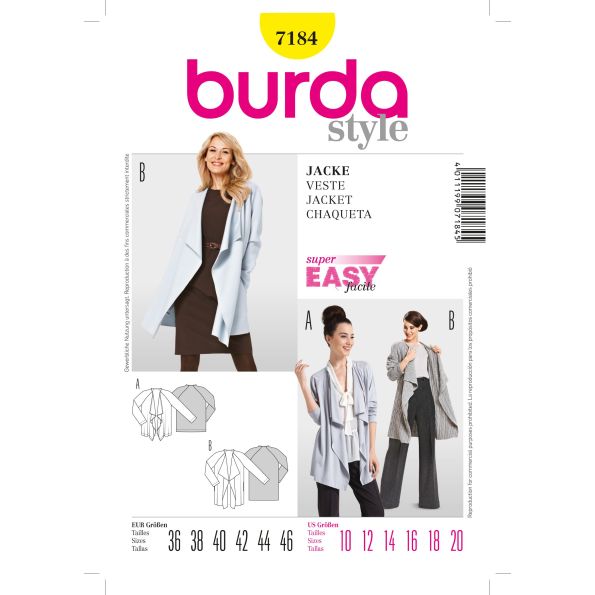Patron Burda 7184 Veste