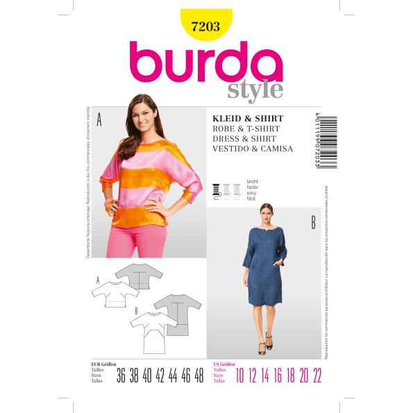 Patron Burda 7203 Robe et T-shirt