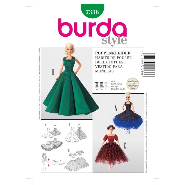 Patron Burda 7336 Robe de poupée