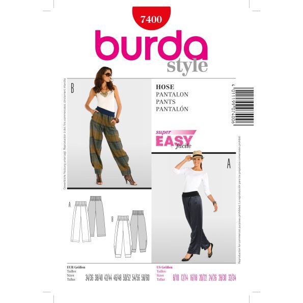 Patron Burda 7400 Pantalon