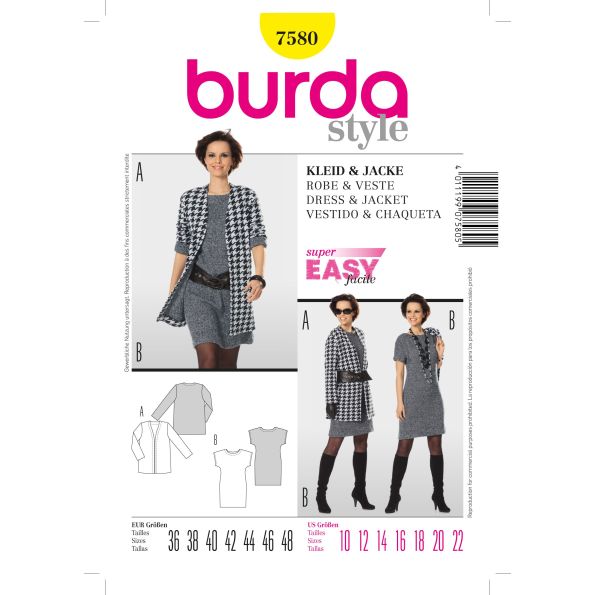 Patron Burda 7580 Ensemble de robe et veste