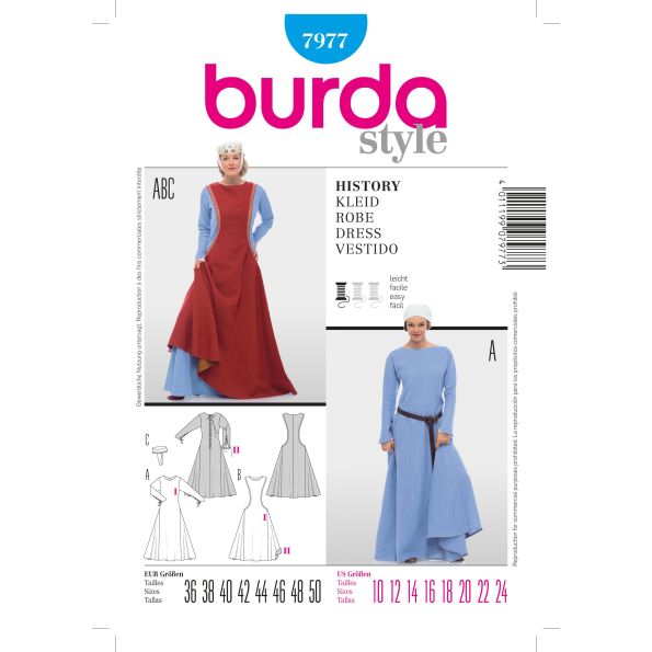 Patron Burda 7977 Robe historique