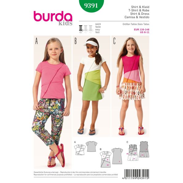 Patron Burda 9391 T-shirt et robe