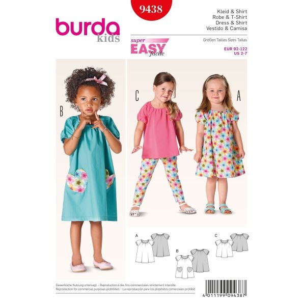 Patron Burda 9438 Robe et t-shirt