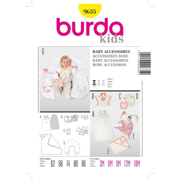 Patron Burda 9635 Accessoires bébé
