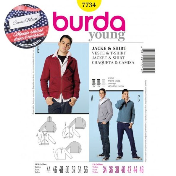 Patron Veste et T-Shirt Burda Cousu Main 7734