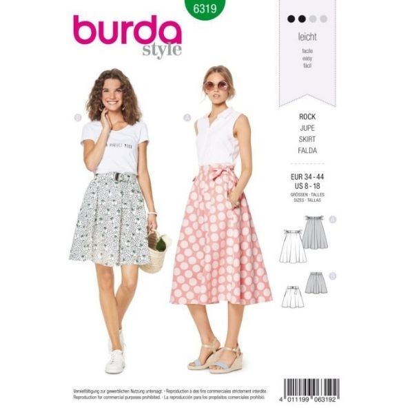 Patron Burda 6319 Jupe