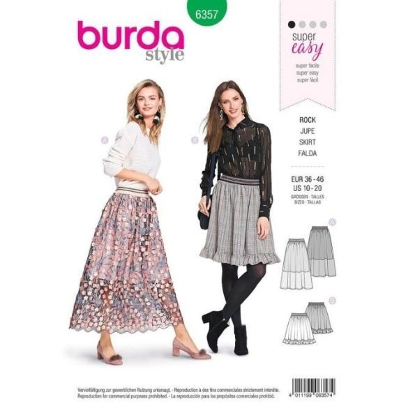 Patron Burda 6357 Jupe