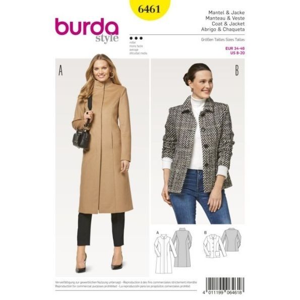 Patron Burda 6461 Manteau & Veste