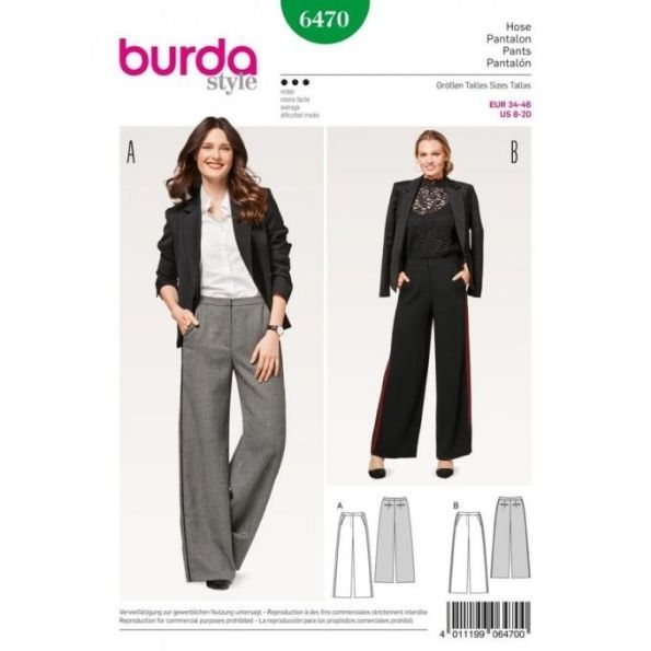 Patron Burda 6470 Pantalon