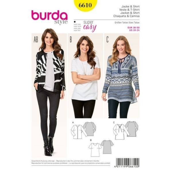 Patron Burda 6610 Veste & T-shirt