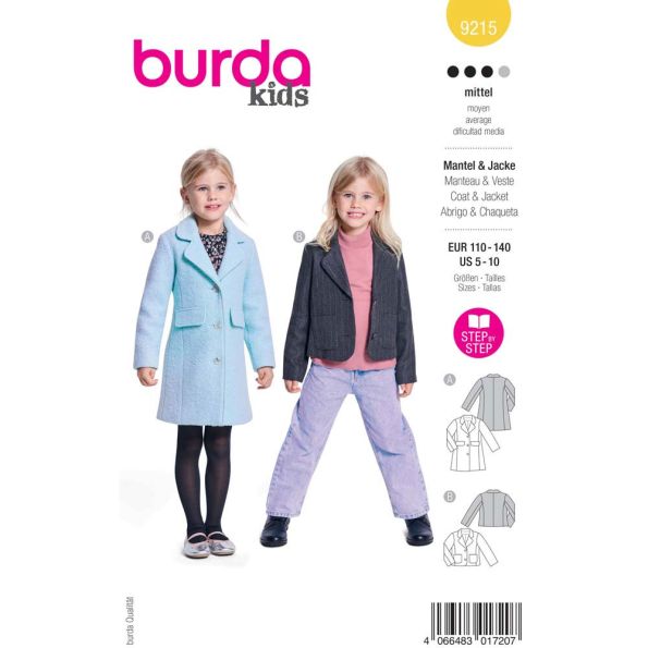 Patron Burda 9215 Veste et manteau Enfant