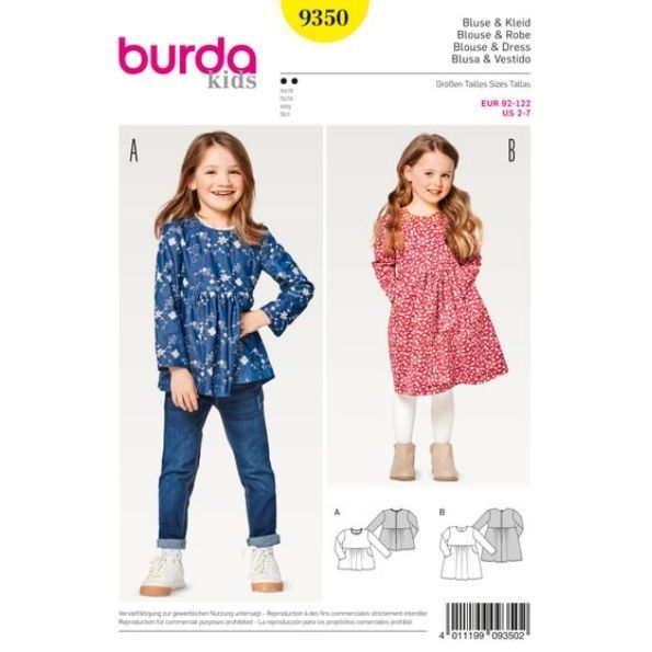 Patron Burda 9350 Blouse & Robe Enfant